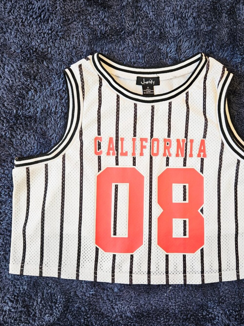 Justify Women's Cropped Basketball-style Jersey Tank Top "CALIFORNIA 08" Y2K S